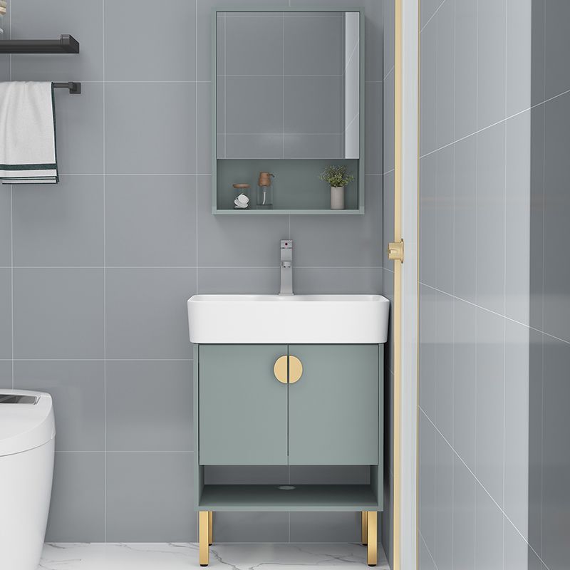 Rectangular Glam Sink Vanity Green Ceramic Single-Sink Freestanding Vanity Set Clearhalo 'Bathroom Remodel & Bathroom Fixtures' 'Bathroom Vanities' 'bathroom_vanities' 'Home Improvement' 'home_improvement' 'home_improvement_bathroom_vanities' 1200x1200_83f22b1b-3b08-4f56-96b0-d2db8820c2e0