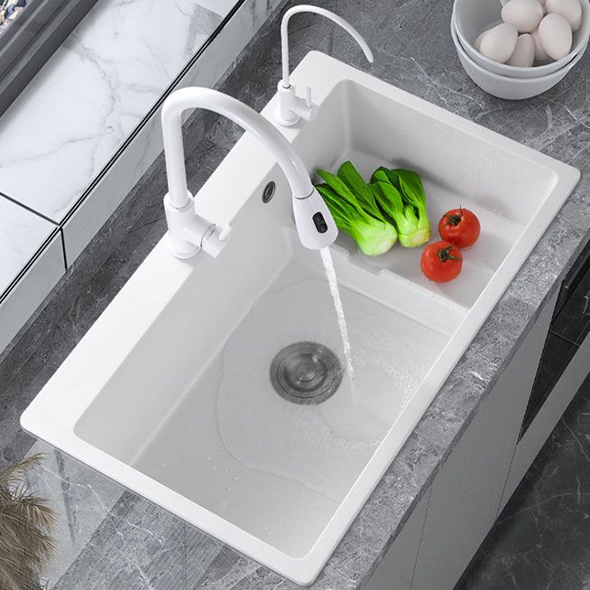 Contemporary Style Kitchen Sink Quartz Kitchen Sink in White Clearhalo 'Home Improvement' 'home_improvement' 'home_improvement_kitchen_sinks' 'Kitchen Remodel & Kitchen Fixtures' 'Kitchen Sinks & Faucet Components' 'Kitchen Sinks' 'kitchen_sinks' 1200x1200_83f2616c-9682-4754-9785-cdb762337dbf