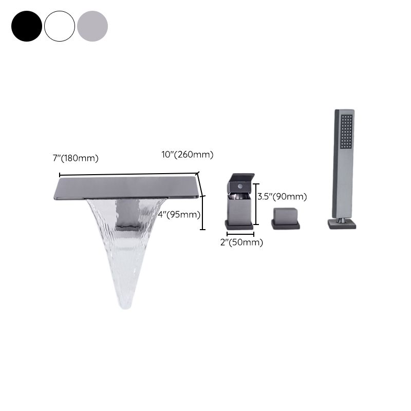 Modern Deck Mounted Metal Freestanding Tub Filler Waterfall Freestanding Faucet Clearhalo 'Bathroom Remodel & Bathroom Fixtures' 'Bathtub Faucets' 'bathtub_faucets' 'Home Improvement' 'home_improvement' 'home_improvement_bathtub_faucets' 1200x1200_83f9ed73-6739-475f-8fa1-0c7311d6da67