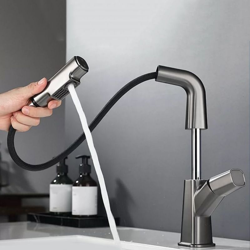 Modern Vessel Faucet Brass Lever Handles Swivel Spout Bathroom Sink Faucet Clearhalo 'Bathroom Remodel & Bathroom Fixtures' 'Bathroom Sink Faucets' 'Bathroom Sinks & Faucet Components' 'bathroom_sink_faucets' 'Home Improvement' 'home_improvement' 'home_improvement_bathroom_sink_faucets' 1200x1200_8422b5c8-0f12-45f8-b628-2bb991e26346