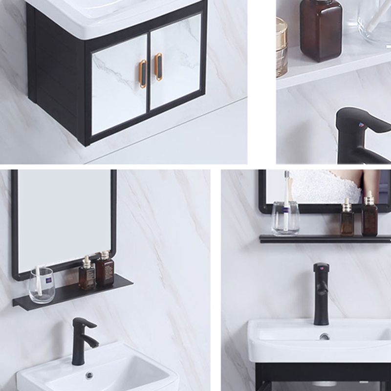 Rectangle Bathroom Vanity Glam Wall Mount Single Sink Mirror Bathroom Vanity Set Clearhalo 'Bathroom Remodel & Bathroom Fixtures' 'Bathroom Vanities' 'bathroom_vanities' 'Home Improvement' 'home_improvement' 'home_improvement_bathroom_vanities' 1200x1200_84248ed2-7f34-494a-9829-2ef6bea4e308