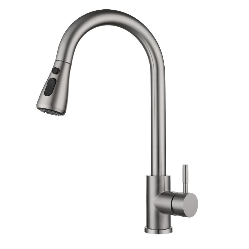 Modern Touch Sensor Kitchen Faucet Stainless Steel Swivel Spout with Pull down Sprayer Clearhalo 'Home Improvement' 'home_improvement' 'home_improvement_kitchen_faucets' 'Kitchen Faucets' 'Kitchen Remodel & Kitchen Fixtures' 'Kitchen Sinks & Faucet Components' 'kitchen_faucets' 1200x1200_842b202f-3039-43ac-bb52-b361ab13efdf