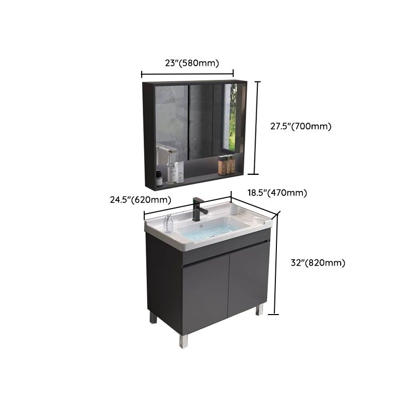 Grey Modern Solid Wood Single-Sink Open Console with Sink Set Clearhalo 'Bathroom Remodel & Bathroom Fixtures' 'Bathroom Vanities' 'bathroom_vanities' 'Home Improvement' 'home_improvement' 'home_improvement_bathroom_vanities' 1200x1200_84383fc8-2432-4691-adc0-45499420ece6