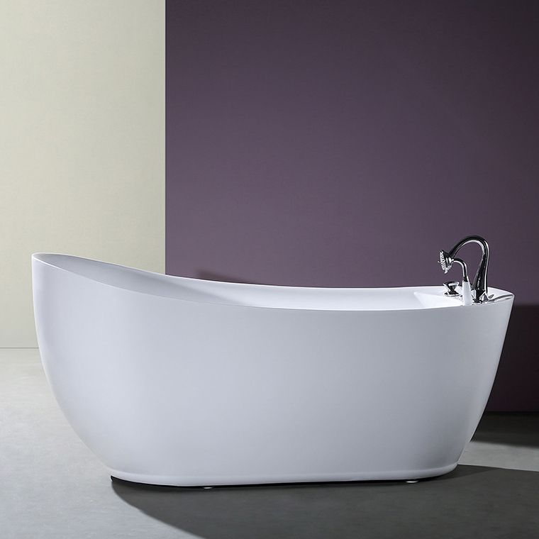 White Acrylic Oval Bathtub Soaking Freestanding Tub with Faucet Clearhalo 'Bathroom Remodel & Bathroom Fixtures' 'Bathtubs' 'Home Improvement' 'home_improvement' 'home_improvement_bathtubs' 'Showers & Bathtubs' 1200x1200_8451b02f-5e2f-4c7d-8927-0a30f8aa8c6d