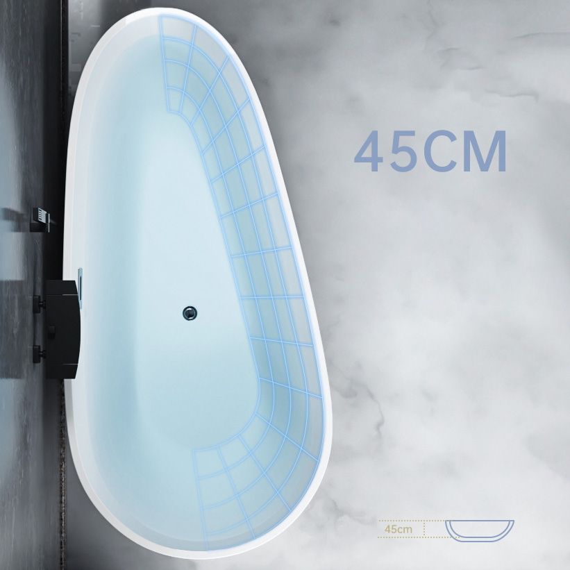 Acrylic Modern Bath Freestanding Oval Soaking White Center Bathtub Clearhalo 'Bathroom Remodel & Bathroom Fixtures' 'Bathtubs' 'Home Improvement' 'home_improvement' 'home_improvement_bathtubs' 'Showers & Bathtubs' 1200x1200_845321f2-01f3-470e-be71-2f3a77a95542