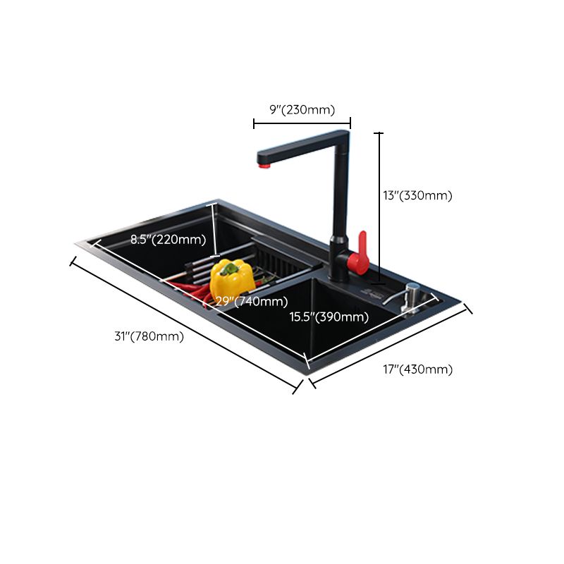 Modern Kitchen Sink Stainless Steel 2 Holes Drop-In Wear-resistant Kitchen Sink Clearhalo 'Home Improvement' 'home_improvement' 'home_improvement_kitchen_sinks' 'Kitchen Remodel & Kitchen Fixtures' 'Kitchen Sinks & Faucet Components' 'Kitchen Sinks' 'kitchen_sinks' 1200x1200_84826dbb-dbef-4462-be6f-3c0f3c1571cd