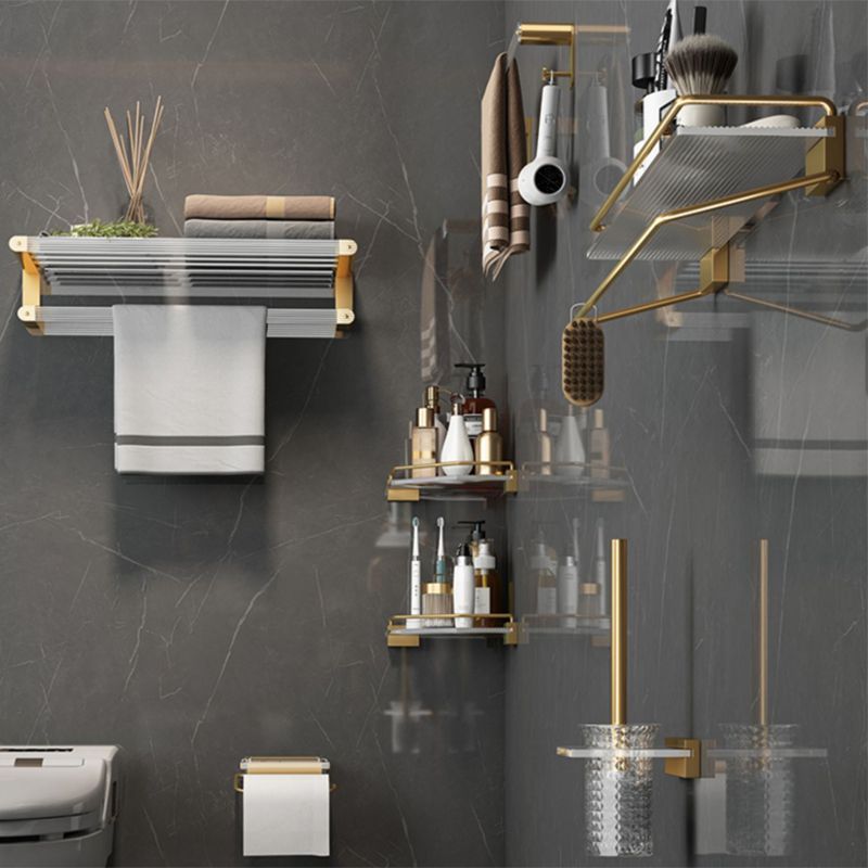 Modern Bathroom Accessory Set Bath Shelf Gold Towel Bar Bath Hardware Set Clearhalo 'Bathroom Hardware Sets' 'Bathroom Hardware' 'Bathroom Remodel & Bathroom Fixtures' 'bathroom_hardware_sets' 'Home Improvement' 'home_improvement' 'home_improvement_bathroom_hardware_sets' 1200x1200_849ed9a1-60f0-45f1-b433-7364ff33e5c7