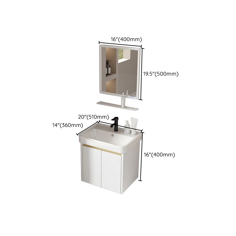 Wall Mount Bath Vanity White Rectangular Single Sink Mirror Metal Frame Vanity with Doors Clearhalo 'Bathroom Remodel & Bathroom Fixtures' 'Bathroom Vanities' 'bathroom_vanities' 'Home Improvement' 'home_improvement' 'home_improvement_bathroom_vanities' 1200x1200_84bb5236-dd55-497c-a386-81d3f04a1de7