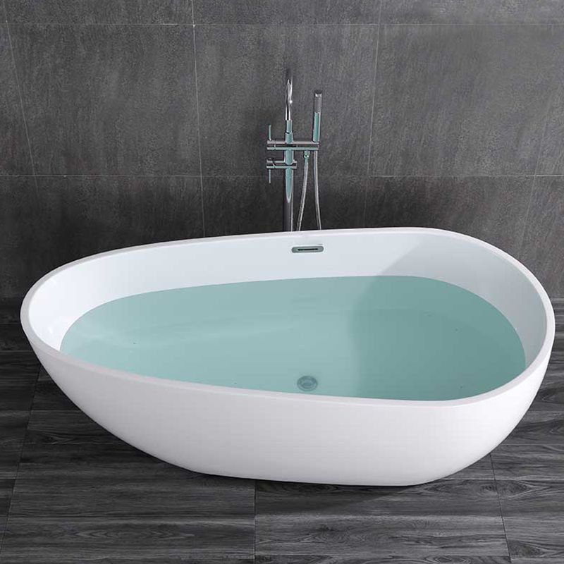 White Acrylic Oval Bathtub Freestanding Soaking Bath Tub with Center Drain Clearhalo 'Bathroom Remodel & Bathroom Fixtures' 'Bathtubs' 'Home Improvement' 'home_improvement' 'home_improvement_bathtubs' 'Showers & Bathtubs' 1200x1200_84cb5dc6-0581-4dbd-9513-4275c1c73dcc