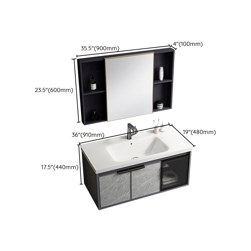 Single Sink Bathroom Sink Vanity Metal Wall Mounted Bathroom Sink Vanity Clearhalo 'Bathroom Remodel & Bathroom Fixtures' 'Bathroom Vanities' 'bathroom_vanities' 'Home Improvement' 'home_improvement' 'home_improvement_bathroom_vanities' 1200x1200_84f05061-8254-4dae-8409-8745665636f4