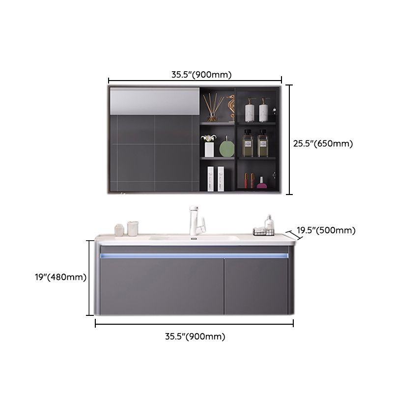 Wall Mount Mirror Included Sink Vanity with Faucet Sink for Bathroom Clearhalo 'Bathroom Remodel & Bathroom Fixtures' 'Bathroom Vanities' 'bathroom_vanities' 'Home Improvement' 'home_improvement' 'home_improvement_bathroom_vanities' 1200x1200_84f5db45-a68f-44ce-9334-fe703a17c880