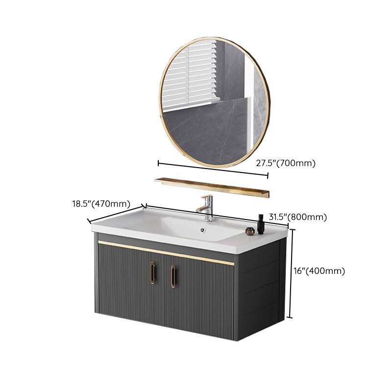 Glam Single-Sink Bathroom Vanity Dark Black Ceramic Rectangular Vanity Set Clearhalo 'Bathroom Remodel & Bathroom Fixtures' 'Bathroom Vanities' 'bathroom_vanities' 'Home Improvement' 'home_improvement' 'home_improvement_bathroom_vanities' 1200x1200_84f9428c-0745-408c-ae7f-c748b520466c