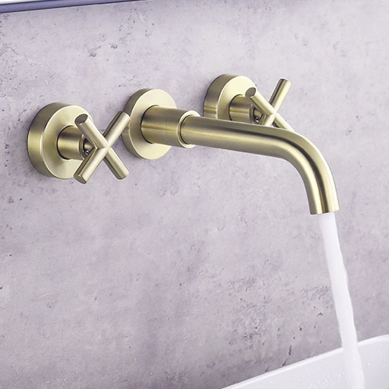 Cross Handle Wall Mounted Bathroom Faucet 3 Hole Luxury Vanity Sink Faucet Clearhalo 'Bathroom Remodel & Bathroom Fixtures' 'Bathroom Sink Faucets' 'Bathroom Sinks & Faucet Components' 'bathroom_sink_faucets' 'Home Improvement' 'home_improvement' 'home_improvement_bathroom_sink_faucets' 1200x1200_85272ca9-307f-4933-a6a3-c1b89358949d