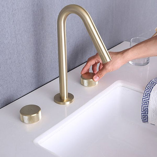 Widespread Modern Bathroom Faucet Knob Handle Gooseneck Vessel Faucet Clearhalo 'Bathroom Remodel & Bathroom Fixtures' 'Bathroom Sink Faucets' 'Bathroom Sinks & Faucet Components' 'bathroom_sink_faucets' 'Home Improvement' 'home_improvement' 'home_improvement_bathroom_sink_faucets' 1200x1200_8573e1c9-1d42-4350-bd4b-18782962f547