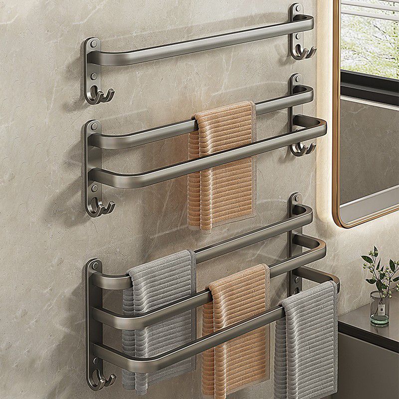 2-Piece Modern Bath Hardware Set in Aluminum Matte Gray Towel Bar Clearhalo 'Bathroom Hardware Sets' 'Bathroom Hardware' 'Bathroom Remodel & Bathroom Fixtures' 'bathroom_hardware_sets' 'Home Improvement' 'home_improvement' 'home_improvement_bathroom_hardware_sets' 1200x1200_8576471a-6550-42df-83fe-1cb6ce335996