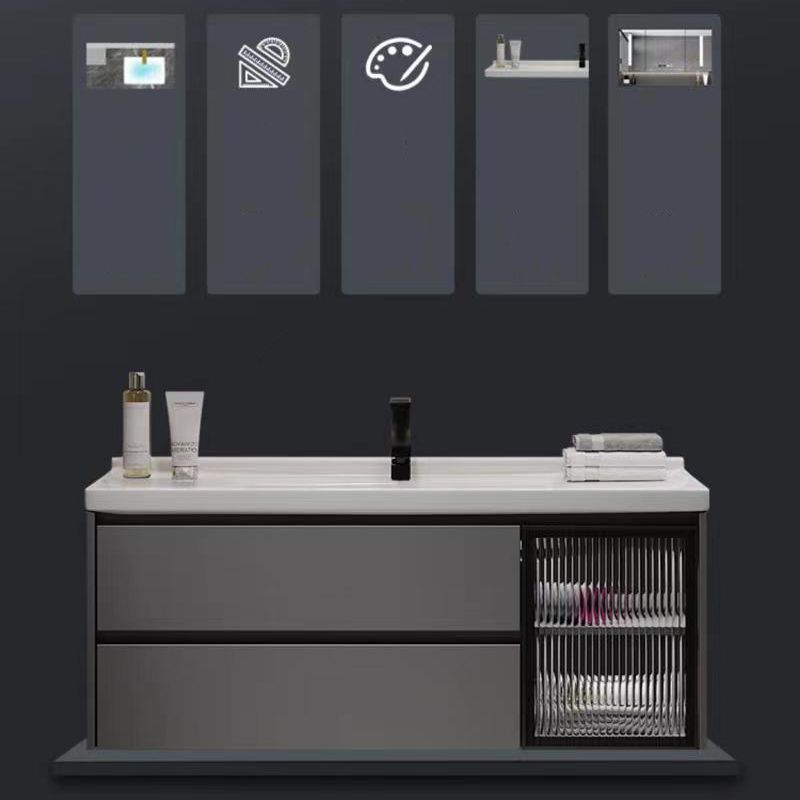 Wall Mount Bath Vanity Grey Metal Frame Mirror Single Sink Bathroom Vanity with Drawers Clearhalo 'Bathroom Remodel & Bathroom Fixtures' 'Bathroom Vanities' 'bathroom_vanities' 'Home Improvement' 'home_improvement' 'home_improvement_bathroom_vanities' 1200x1200_85932d88-25bf-4fc2-a9f5-a7cc2e15b42f