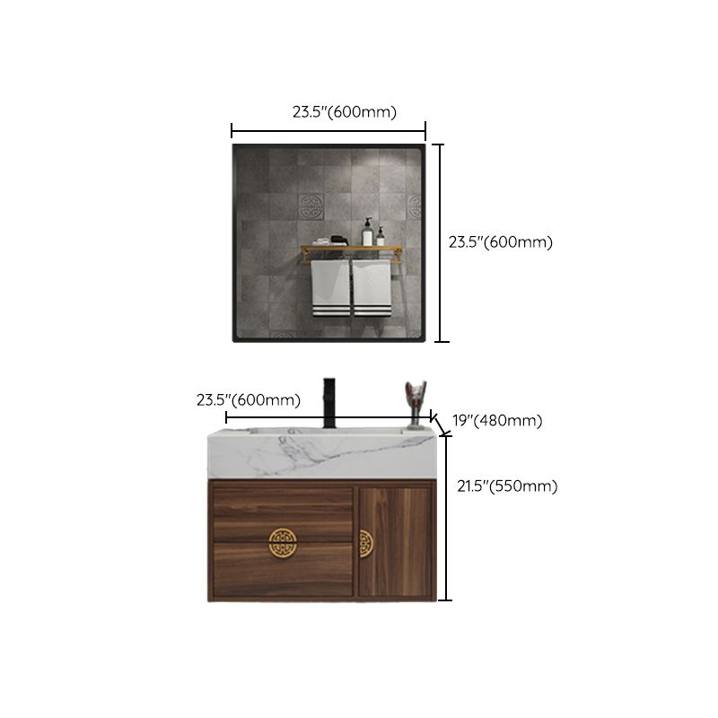 Wood Frame Vanity 2 Drawers Wall Mount Single Sink Rectangle Bathroom Vanity with Mirror Clearhalo 'Bathroom Remodel & Bathroom Fixtures' 'Bathroom Vanities' 'bathroom_vanities' 'Home Improvement' 'home_improvement' 'home_improvement_bathroom_vanities' 1200x1200_8593fca9-c626-4ee7-88cc-268b2909755f