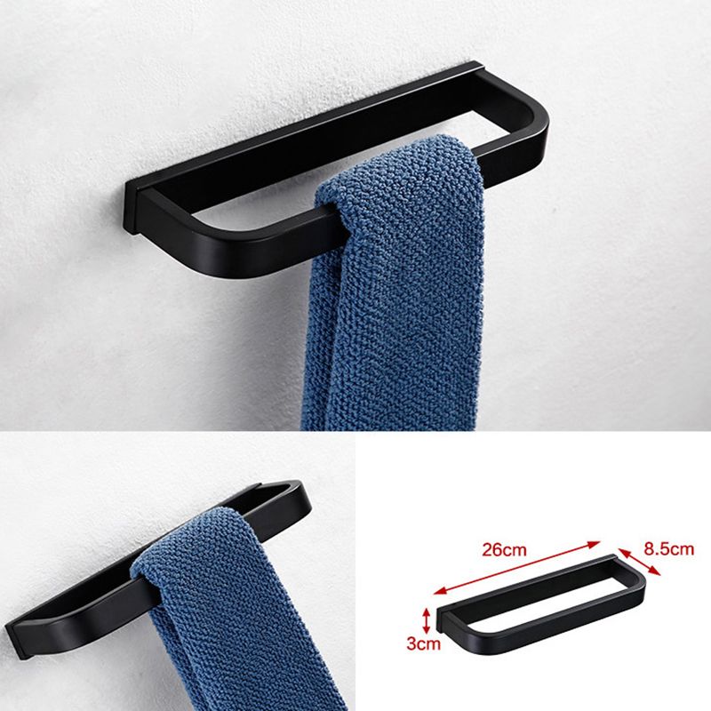 Contemporary Style Black Bathroom Accessory Set Metal Towel Bar Clearhalo 'Bathroom Hardware Sets' 'Bathroom Hardware' 'Bathroom Remodel & Bathroom Fixtures' 'bathroom_hardware_sets' 'Home Improvement' 'home_improvement' 'home_improvement_bathroom_hardware_sets' 1200x1200_85bab1a4-3571-46de-81a5-845ec338aca4