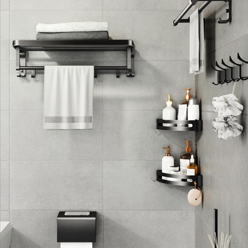 Modern Bath Hardware Set Black Bath Shelf Paper Holder Bathroom Accessory Kit Clearhalo 'Bathroom Hardware Sets' 'Bathroom Hardware' 'Bathroom Remodel & Bathroom Fixtures' 'bathroom_hardware_sets' 'Home Improvement' 'home_improvement' 'home_improvement_bathroom_hardware_sets' 1200x1200_85f04a05-8738-4e20-914f-c4708026791a