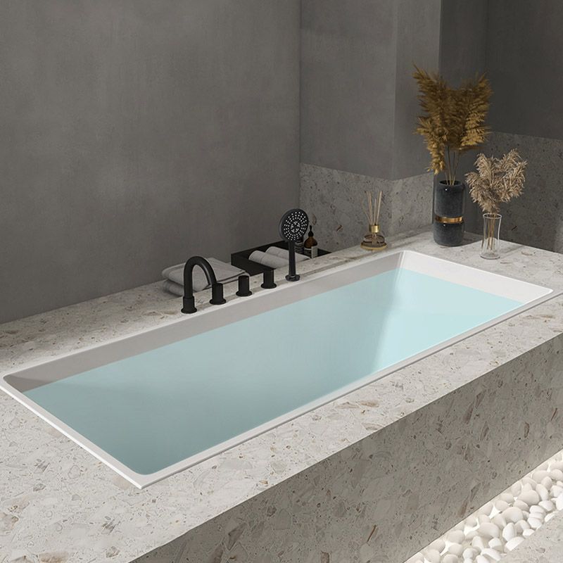 Modern Acrylic Embedded Bathtub Rectangle with Drain Bath Tub and Overflow Hole Clearhalo 'Bathroom Remodel & Bathroom Fixtures' 'Bathtubs' 'Home Improvement' 'home_improvement' 'home_improvement_bathtubs' 'Showers & Bathtubs' 1200x1200_85fa3c39-1a36-4849-8d39-3da35a39646d