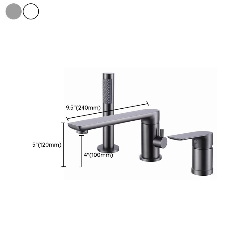 Modern Swivel Bath Faucet Solid Color Deck-Mount Bathroom Faucet Clearhalo 'Bathroom Remodel & Bathroom Fixtures' 'Bathtub Faucets' 'bathtub_faucets' 'Home Improvement' 'home_improvement' 'home_improvement_bathtub_faucets' 1200x1200_867a4c3a-fc67-4a33-a007-7ddc490c63ba