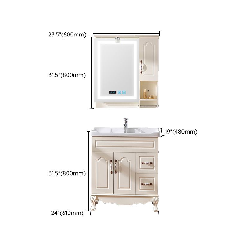 Freestanding Bathroom Vanity Single Sink White Mirror 2 Doors Vanity with Drawers Clearhalo 'Bathroom Remodel & Bathroom Fixtures' 'Bathroom Vanities' 'bathroom_vanities' 'Home Improvement' 'home_improvement' 'home_improvement_bathroom_vanities' 1200x1200_867c635b-229e-47ac-90ca-3f3cb73255f2