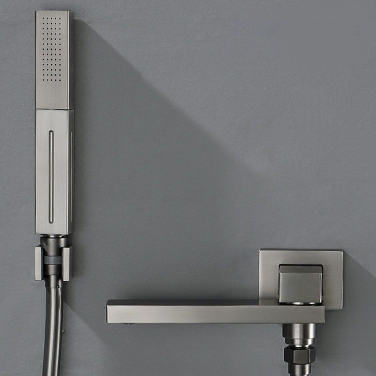 Wall Mounted Bathtub Faucet Handheld Shower Head Rod Handle Faucet Clearhalo 'Bathroom Remodel & Bathroom Fixtures' 'Bathtub Faucets' 'bathtub_faucets' 'Home Improvement' 'home_improvement' 'home_improvement_bathtub_faucets' 1200x1200_86a3eaad-6fca-4117-b993-5a24a58040de