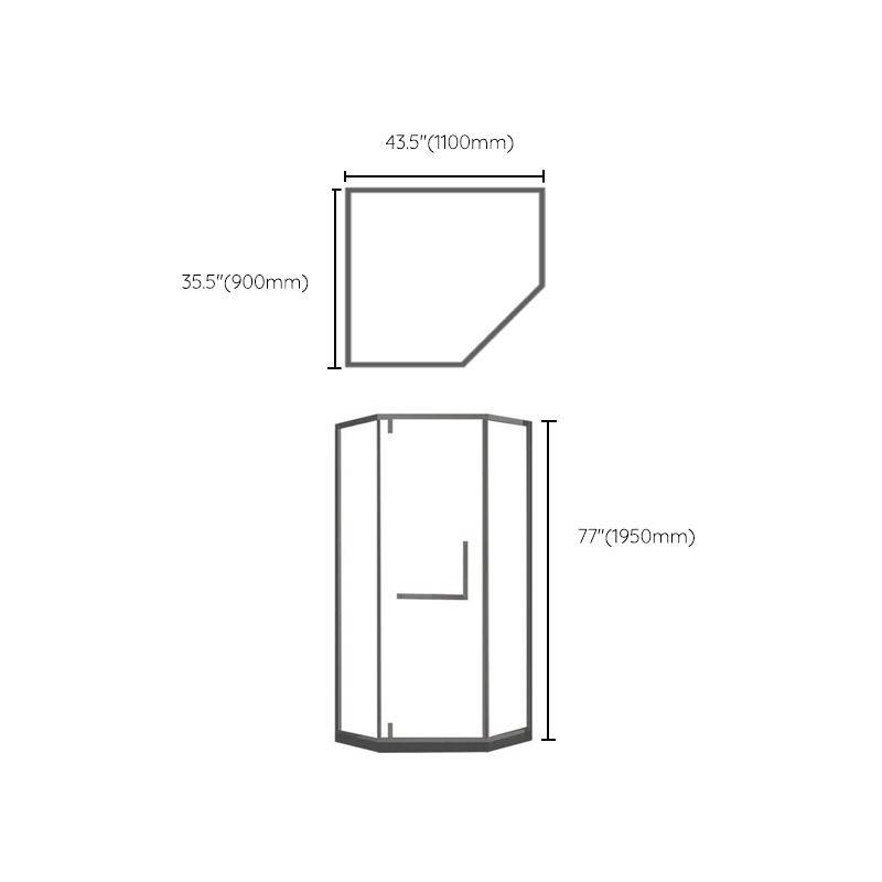 Contemporary Black Shower Enclosure Neo-Angle Semi-Frameless Clear Shower Enclosure Clearhalo 'Bathroom Remodel & Bathroom Fixtures' 'Home Improvement' 'home_improvement' 'home_improvement_shower_stalls_enclosures' 'Shower Stalls & Enclosures' 'shower_stalls_enclosures' 'Showers & Bathtubs' 1200x1200_86b543f5-b376-43a1-8f27-5c7544ec33df