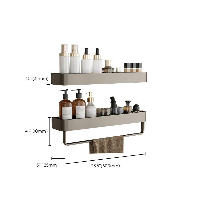 Contemporary Aluminum Bathroom Accessory Set Gray Bath Shelf Clearhalo 'Bathroom Hardware Sets' 'Bathroom Hardware' 'Bathroom Remodel & Bathroom Fixtures' 'bathroom_hardware_sets' 'Home Improvement' 'home_improvement' 'home_improvement_bathroom_hardware_sets' 1200x1200_86e6219d-7293-4765-b0d9-4f8fa02e7149