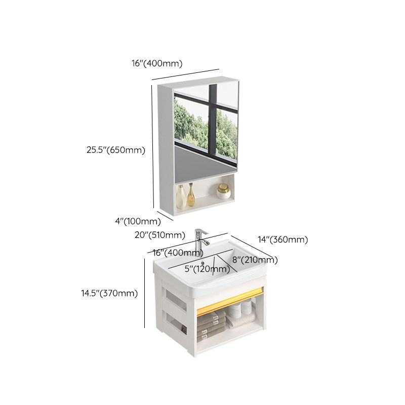 Sink Vanity Set White Drawers Wall-mounted Rectangular Sink with Faucet Clearhalo 'Bathroom Remodel & Bathroom Fixtures' 'Bathroom Vanities' 'bathroom_vanities' 'Home Improvement' 'home_improvement' 'home_improvement_bathroom_vanities' 1200x1200_86eeeba1-668a-42fe-b548-01e456f84037