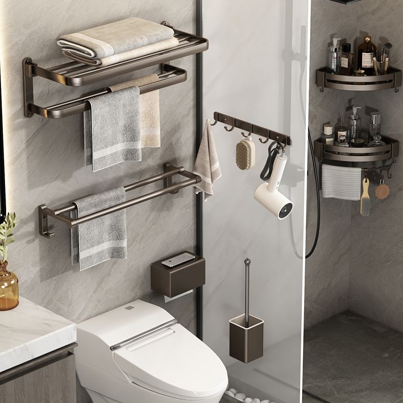 Contemporary Bathroom Accessory Set 3-Piece Bath Shelf with Hooks Clearhalo 'Bathroom Hardware Sets' 'Bathroom Hardware' 'Bathroom Remodel & Bathroom Fixtures' 'bathroom_hardware_sets' 'Home Improvement' 'home_improvement' 'home_improvement_bathroom_hardware_sets' 1200x1200_870a3659-b40e-4168-ac42-392c97566498