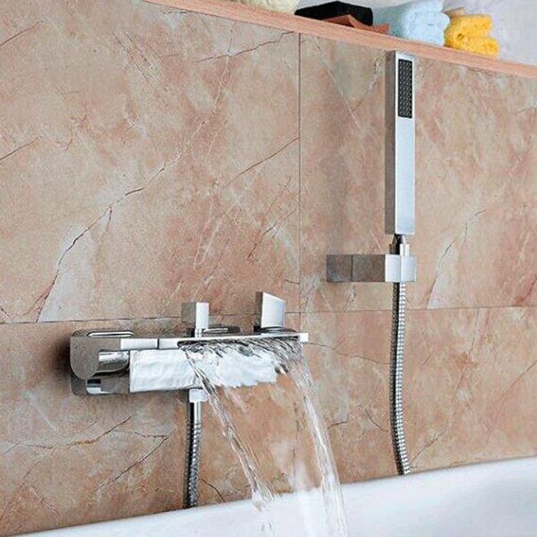 Modern Bathroom Tub Spout Wall Mounted Fixed Waterfall Faucet Clearhalo 'Bathroom Remodel & Bathroom Fixtures' 'Bathtub Faucets' 'bathtub_faucets' 'Home Improvement' 'home_improvement' 'home_improvement_bathtub_faucets' 1200x1200_871647dd-38d8-47cd-bfb3-3dd11ed72edb