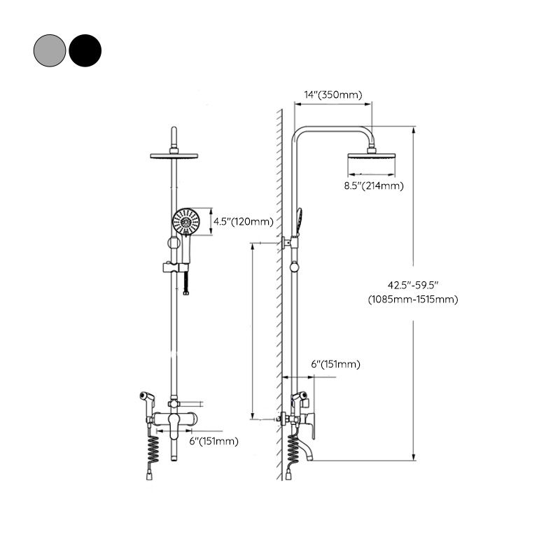 Modern Style Shower System Copper Rectangle Wall Mounted Shower System Clearhalo 'Bathroom Remodel & Bathroom Fixtures' 'Home Improvement' 'home_improvement' 'home_improvement_shower_faucets' 'Shower Faucets & Systems' 'shower_faucets' 'Showers & Bathtubs Plumbing' 'Showers & Bathtubs' 1200x1200_87360c03-5f6f-4463-9c61-270e16576c0a