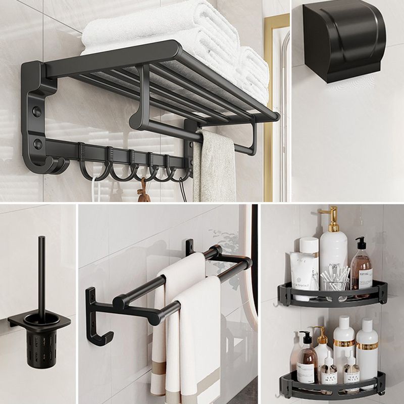 Chrome/Black Classic Bathroom Accessory Set Modern Bath Shelf/ Towel Bar & Paper Holder Clearhalo 'Bathroom Hardware Sets' 'Bathroom Hardware' 'Bathroom Remodel & Bathroom Fixtures' 'bathroom_hardware_sets' 'Home Improvement' 'home_improvement' 'home_improvement_bathroom_hardware_sets' 1200x1200_873949fc-c705-4942-a56a-e45a99916eb6