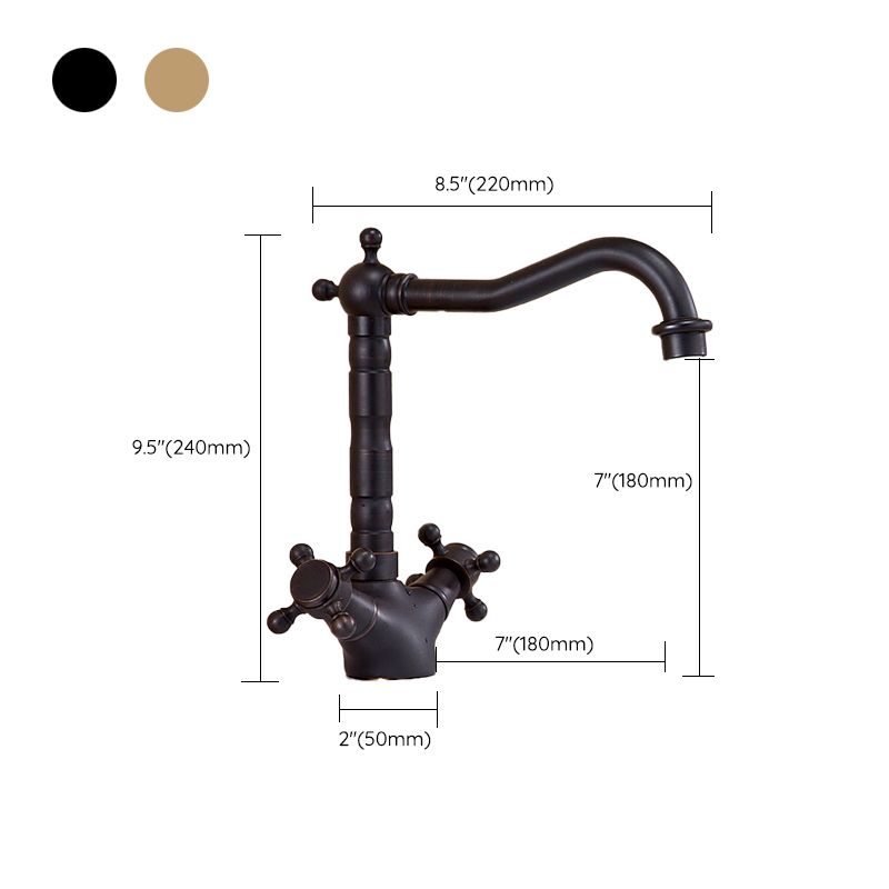 Glam Vessel Sink Bathroom Faucet Brass Cross Handles Swivel Spout Lavatory Faucet Clearhalo 'bathroom_sink_faucets' 'Conjunta de Baño y Conjunta de Grifo' 'Coronamiento de Baño y Dispositivo de Baño' 'Grifo del lavabo del baño' 'Hogar' 'home_improvement' 'home_improvement_bathroom_sink_faucets' 'Mejoras para el hogar' 1200x1200_8745fbf8-fb5f-4bab-ac82-75a77e6f0381