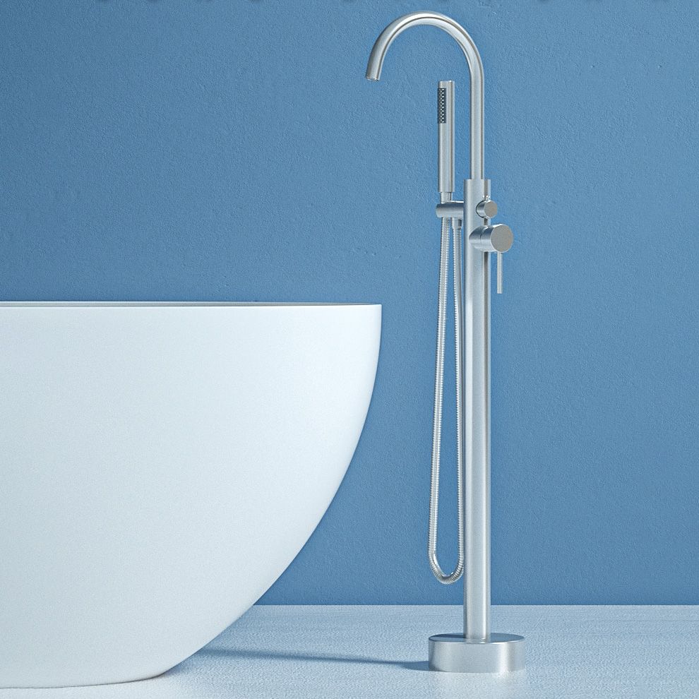 Modern Freestanding Bathtub Faucet One Handle Copper Freestanding Tub Filler Trim Clearhalo 'Bathroom Remodel & Bathroom Fixtures' 'Bathtub Faucets' 'bathtub_faucets' 'Home Improvement' 'home_improvement' 'home_improvement_bathtub_faucets' 1200x1200_8765e217-dac0-474b-b50f-04732e501bfc