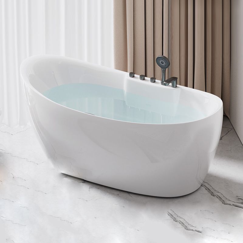 Acrylic Freestanding Bathtub Oval Modern Back to Wall Soaking Bath Clearhalo 'Bathroom Remodel & Bathroom Fixtures' 'Bathtubs' 'Home Improvement' 'home_improvement' 'home_improvement_bathtubs' 'Showers & Bathtubs' 1200x1200_87702ab4-6964-45b3-a80a-26343aa4e1af