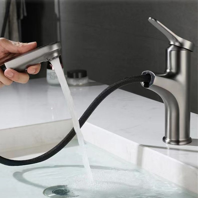 Pull-out 1 Hole Bathroom Faucet with Water Hose Vessel Faucet Clearhalo 'bathroom_sink_faucets' 'Conjunta de Baño y Conjunta de Grifo' 'Coronamiento de Baño y Dispositivo de Baño' 'Grifo del lavabo del baño' 'Hogar' 'home_improvement' 'home_improvement_bathroom_sink_faucets' 'Mejoras para el hogar' 1200x1200_87715013-eee5-4598-88c4-86e0f6962b83