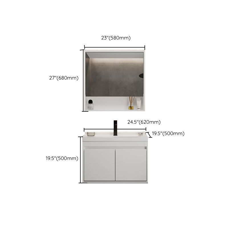 White Modern Wall Mounted Standard Open Console with Sink Set Clearhalo 'Bathroom Remodel & Bathroom Fixtures' 'Bathroom Vanities' 'bathroom_vanities' 'Home Improvement' 'home_improvement' 'home_improvement_bathroom_vanities' 1200x1200_87826014-74ce-47a0-abee-a99d79449fd1