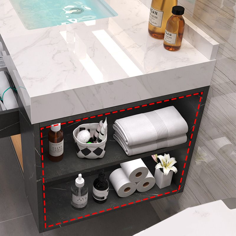 Wall Mount Single-Sink Modern Black Open Console with Sink Set Clearhalo 'Bathroom Remodel & Bathroom Fixtures' 'Bathroom Vanities' 'bathroom_vanities' 'Home Improvement' 'home_improvement' 'home_improvement_bathroom_vanities' 1200x1200_87900909-62e5-4848-b03e-6ebcc8bb153c
