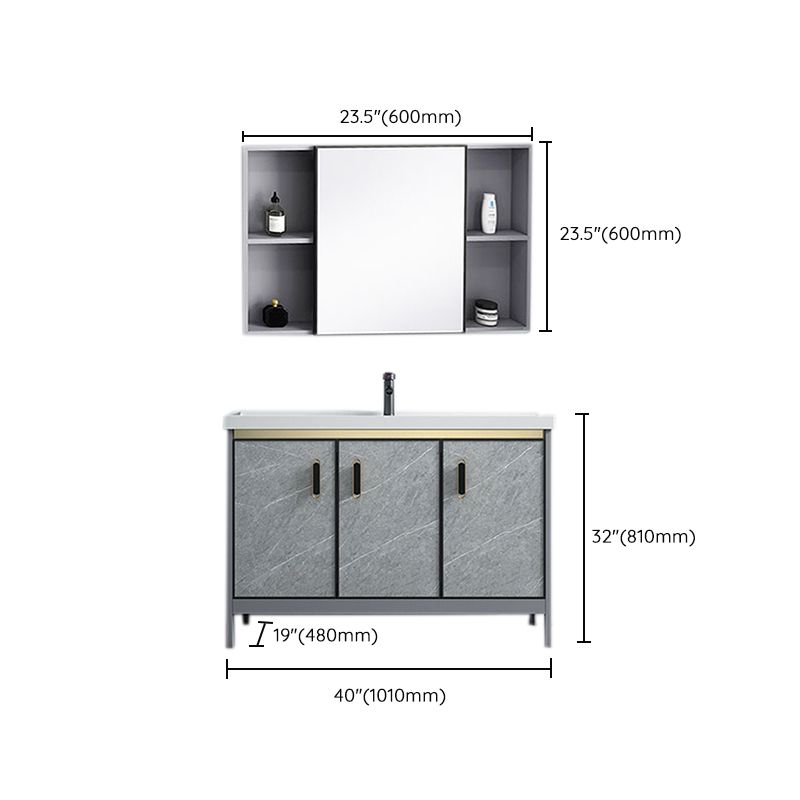 Freestanding Aluminium Bathroom Sink Vanity Gray with Faucet Bathroom Vanity Cabinet Clearhalo 'Bathroom Remodel & Bathroom Fixtures' 'Bathroom Vanities' 'bathroom_vanities' 'Home Improvement' 'home_improvement' 'home_improvement_bathroom_vanities' 1200x1200_879d1dcb-c973-41b6-8a38-61f55aaaf51e