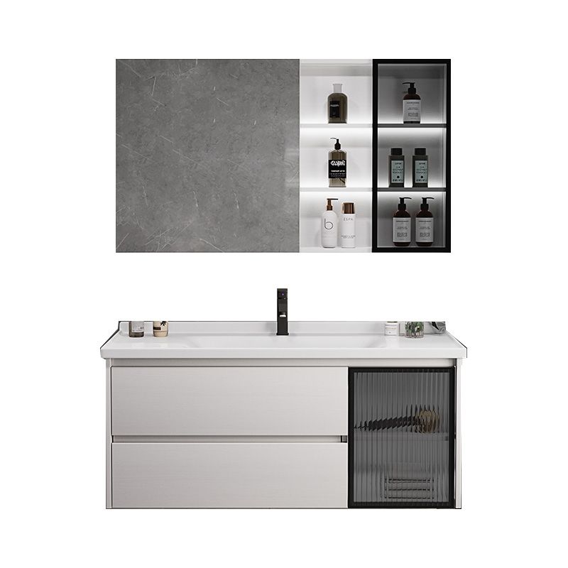 Fashionable Bathroom Sink Vanity Wall Mount Two Drawer Backsplash Included Clearhalo 'Bathroom Remodel & Bathroom Fixtures' 'Bathroom Vanities' 'bathroom_vanities' 'Home Improvement' 'home_improvement' 'home_improvement_bathroom_vanities' 1200x1200_87e8a71b-ba68-4f66-847f-27a82c86aea2