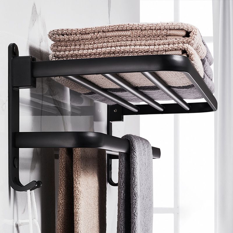 Modern Aluminum Bathroom Accessory Set Matte Black Bath Shelf/Towel Bar/Paper Holder Clearhalo 'Bathroom Hardware Sets' 'Bathroom Hardware' 'Bathroom Remodel & Bathroom Fixtures' 'bathroom_hardware_sets' 'Home Improvement' 'home_improvement' 'home_improvement_bathroom_hardware_sets' 1200x1200_8813d61d-45cc-4d72-a932-effa327405a3