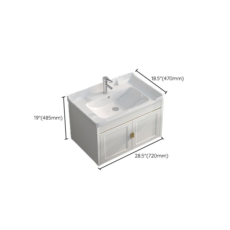 Single Sink Vanity Set Mirror Wall Mount Metal Frame Rectangle Bath Vanity with 2 Doors Clearhalo 'Bathroom Remodel & Bathroom Fixtures' 'Bathroom Vanities' 'bathroom_vanities' 'Home Improvement' 'home_improvement' 'home_improvement_bathroom_vanities' 1200x1200_8821e98f-5ebc-42cf-9495-cee01ad4ce3b