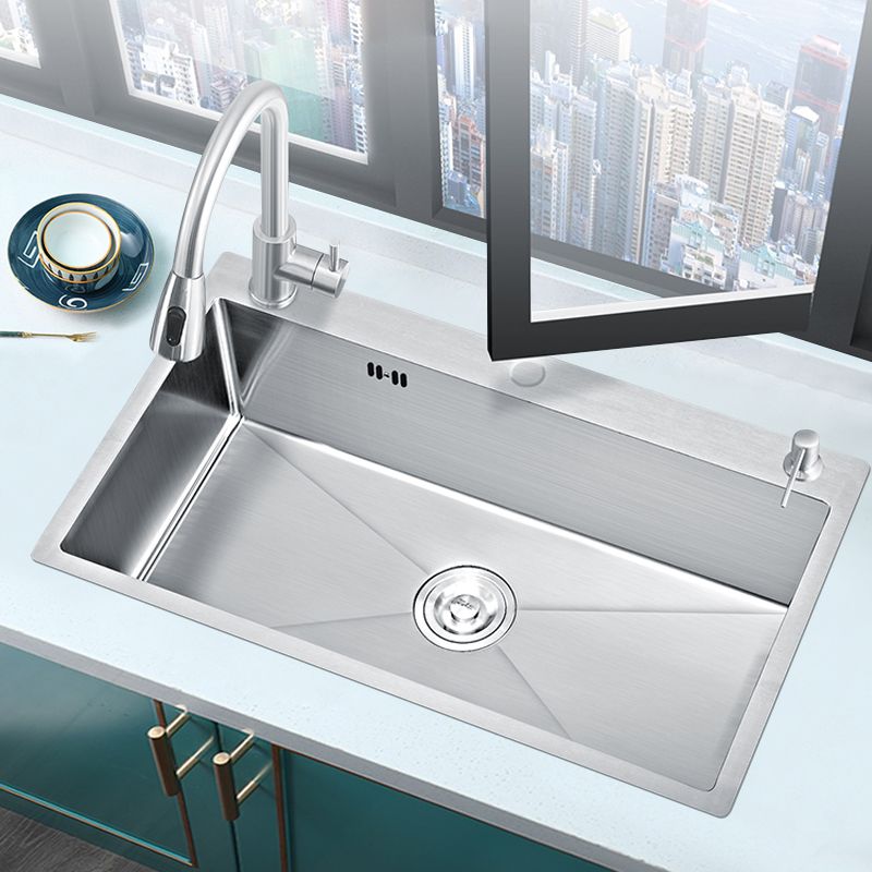 Classic Style Kitchen Sink Stainless Steel Colorfast Kitchen Sink with Drain Strainer Kit Clearhalo 'Home Improvement' 'home_improvement' 'home_improvement_kitchen_sinks' 'Kitchen Remodel & Kitchen Fixtures' 'Kitchen Sinks & Faucet Components' 'Kitchen Sinks' 'kitchen_sinks' 1200x1200_88a0b0a9-06df-4788-a7c2-348213897748