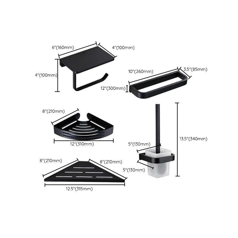 Contemporary Style Black Bathroom Accessory Set Metal Towel Bar Clearhalo 'Bathroom Hardware Sets' 'Bathroom Hardware' 'Bathroom Remodel & Bathroom Fixtures' 'bathroom_hardware_sets' 'Home Improvement' 'home_improvement' 'home_improvement_bathroom_hardware_sets' 1200x1200_88a647de-e07a-480f-b47d-80d12c913ec0