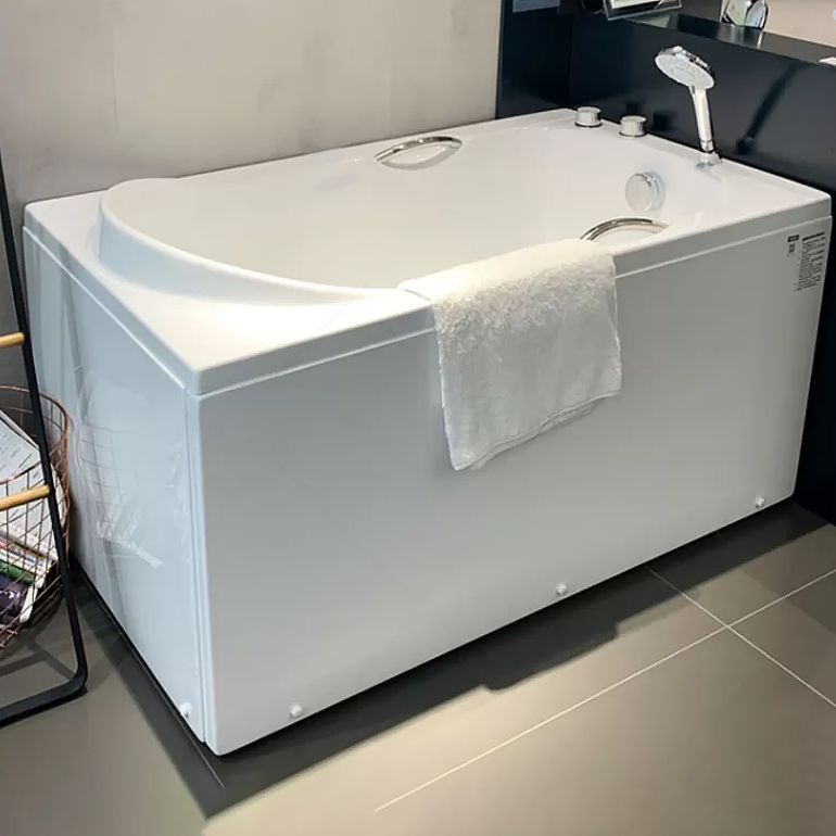 White Acrylic Bathtub Soaking Rectangular Modern Back to Wall Bath Clearhalo 'Bathroom Remodel & Bathroom Fixtures' 'Bathtubs' 'Home Improvement' 'home_improvement' 'home_improvement_bathtubs' 'Showers & Bathtubs' 1200x1200_88a9b9d7-bb0b-4955-b8b7-dbe23a32b9bf