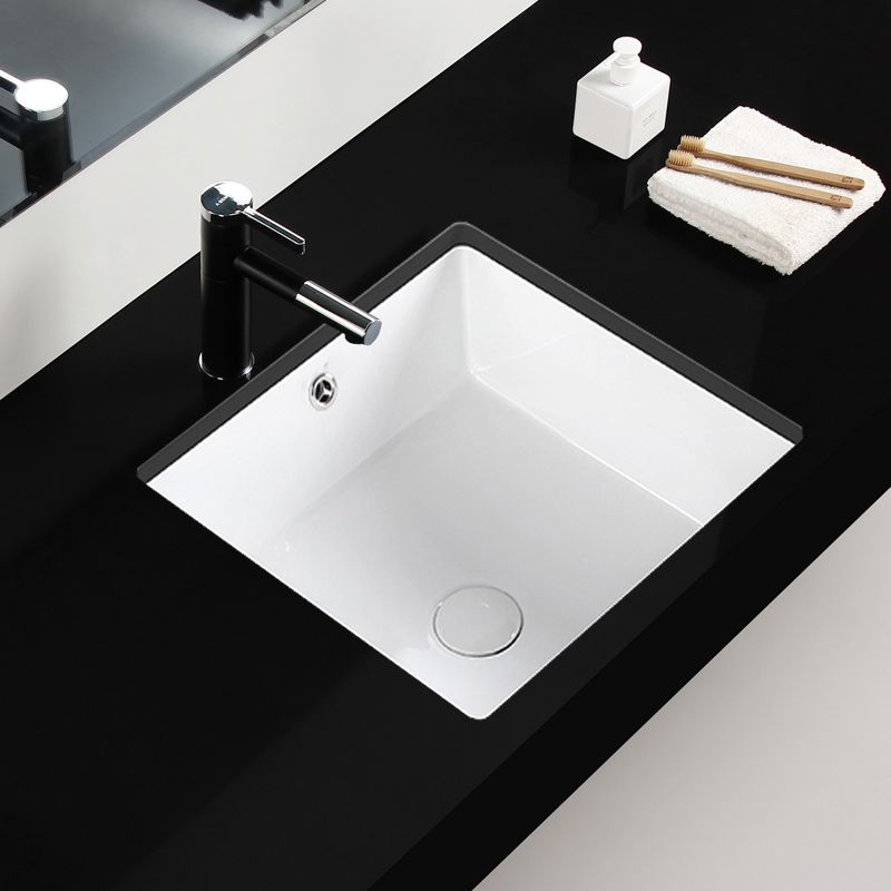 Modern Bathroom Sink Square Ceramic 1-Hole Overflow Sink with Faucet Clearhalo 'Bathroom Remodel & Bathroom Fixtures' 'Bathroom Sinks & Faucet Components' 'Bathroom Sinks' 'bathroom_sink' 'Home Improvement' 'home_improvement' 'home_improvement_bathroom_sink' 1200x1200_88c164d3-7b5b-4036-bd72-4f04ec3ff53b