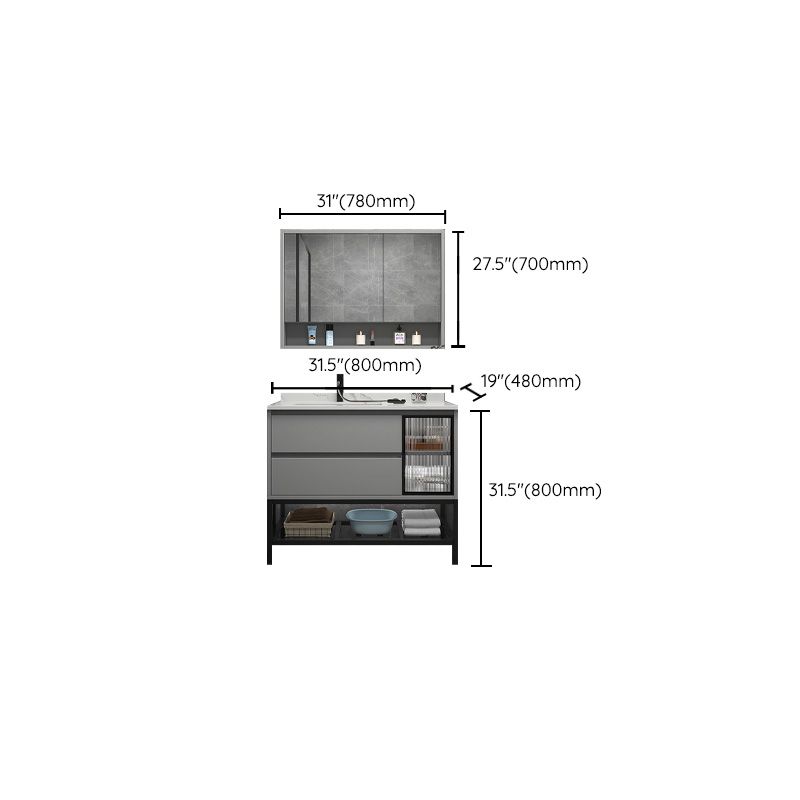 Modern Vanity Set Single Gray Rectangular Wall Mount Bath Vanity Clearhalo 'Bathroom Remodel & Bathroom Fixtures' 'Bathroom Vanities' 'bathroom_vanities' 'Home Improvement' 'home_improvement' 'home_improvement_bathroom_vanities' 1200x1200_895b9d03-b848-4191-bb91-abe6d505fb23