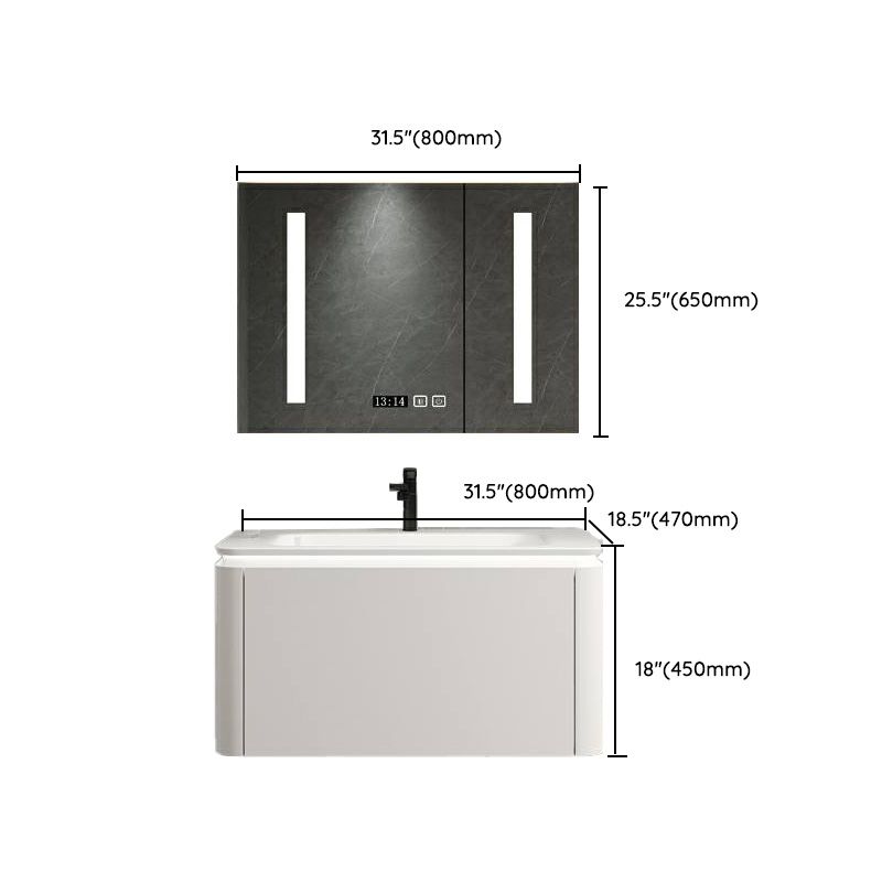 Wall Mounted Bathroom Vanity Mirror Drawer Single Sink Wood Rectangular in White Clearhalo 'Bathroom Remodel & Bathroom Fixtures' 'Bathroom Vanities' 'bathroom_vanities' 'Home Improvement' 'home_improvement' 'home_improvement_bathroom_vanities' 1200x1200_896456d9-5f24-42f5-8de2-c1b77d5948a4